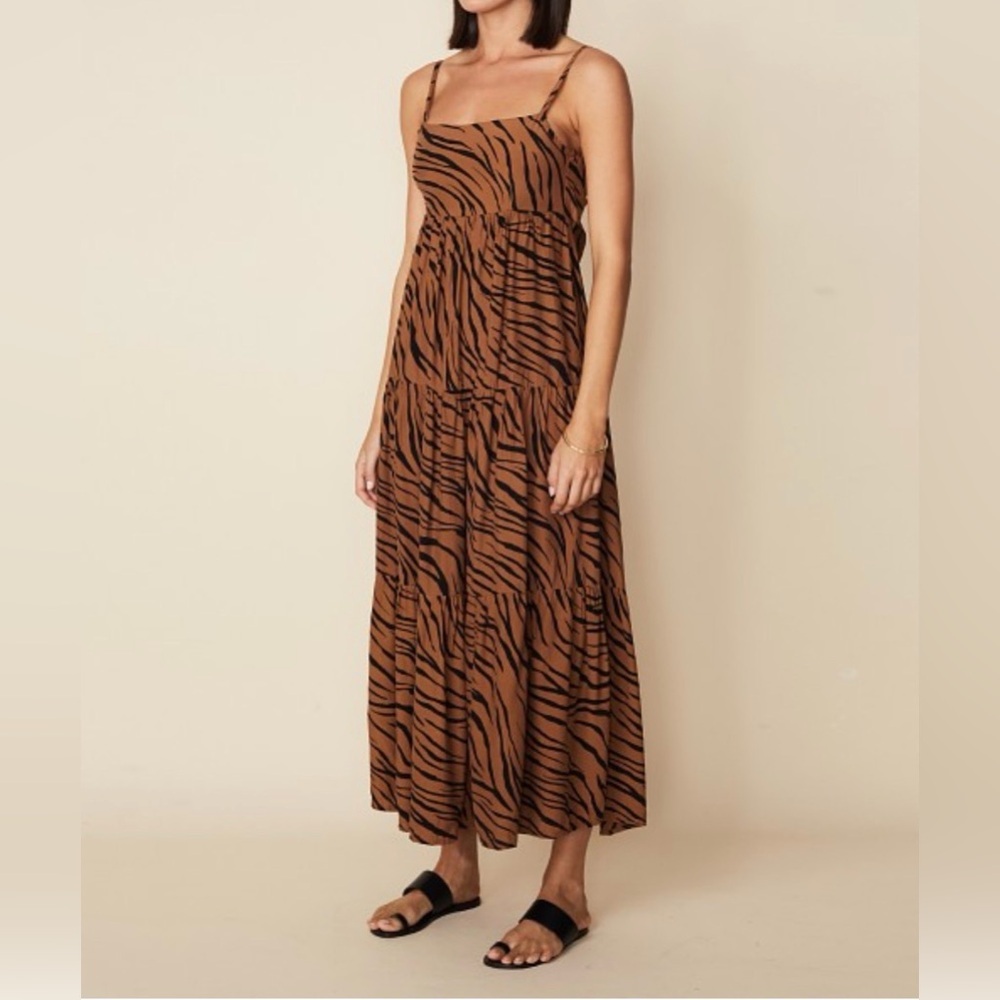 FAITHFULL THE BRAND Corvina Animal Print Midi Dress, Size 2 - Picture 2 of 14